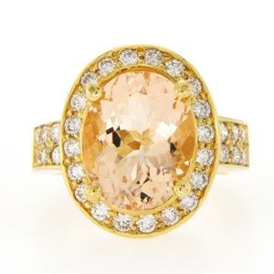 Luxo Jewelry Morganite Diamonds 14k Gold Ring